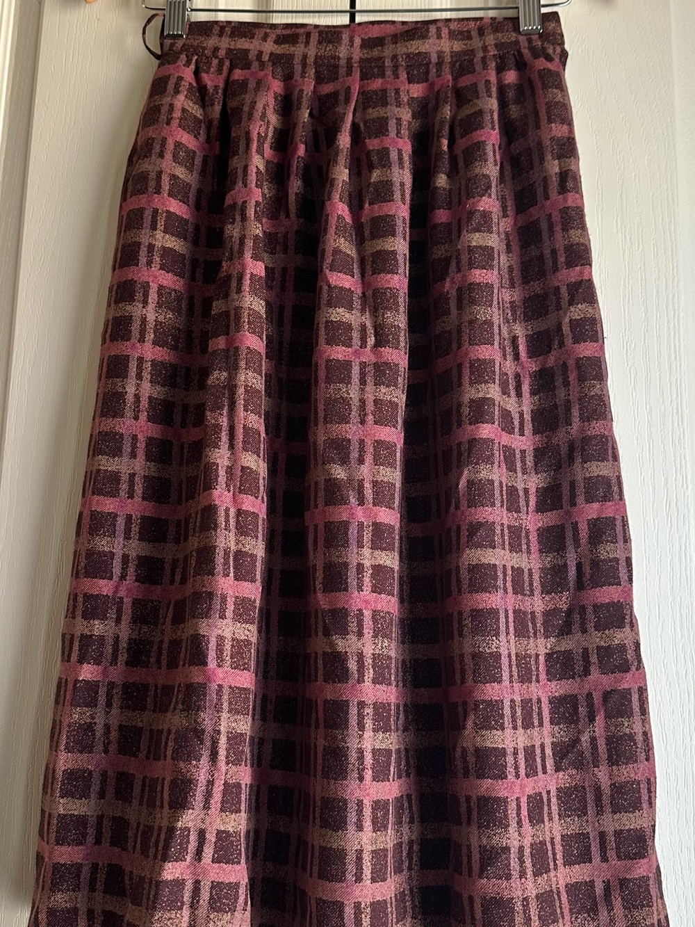 Authentic Dior Plaid A-Line Midi Skirt